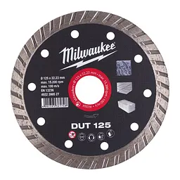 Диск алмазний MILWAUKEE DUT 125 діаметр 125мм (керамічна плитка/чистий різ) - мініатюра 2