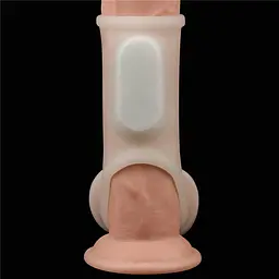 Насадка на член - Vibrating Silk Knights Ring With Scrotum Sleeve White - мініатюра 3