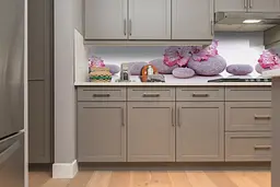 Кухонний фартух Сірий камінь для кухні наклейка ПВХ рожеві Квіти Білий 60х250 см Happy Pocket Z180443 - мініатюра 5