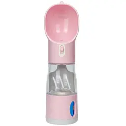 Пляшка-поїлка для тварин Semi Pets Feeder 255 мл + 200 мл 2 відділення, Pink з пакетами та лопаткою
