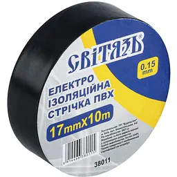 Електроізоляційна стрічка Світязь 38011, ПВХ, 0,15 мм x 17 мм x 10 м, чорна