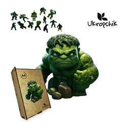 Пазл Ukropchik дерев'яний Супергерой Халк size - M в коробці з набором-рамкою (Hulk Superhero A4) - мініатюра 1