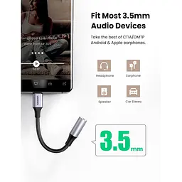 Перехідник Ugreen USB-C to 3.5mm M/F 0.10m AV161 (80154) - мініатюра 6
