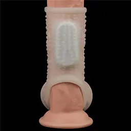 Насадка на член - Vibrating Drip Knights Ring With Scrotum Sleeve White - мініатюра 6