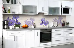 Вініловий кухонний фартух Акварельні Фіалки наклейка для кухні ПВХ Квіти Фіолетовий Happy Pocket Z181759