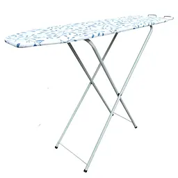 Дошка для прасування підлогова Casa Si Legno S 110x30 Blue Leaves, регулювання висоти, висувна підставка для праски, розмір складання 120х30х3 см