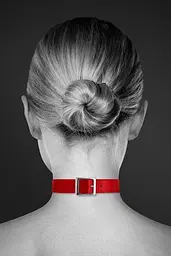 Чокер з кільцем для повідця Bijoux Pour Toi - FETISH, Червоний - мініатюра 3