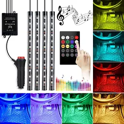Підсвітка автомобільна LED RGB, з мікрофоном, пультом і підключенням у прикурювач 12V - мініатюра 3