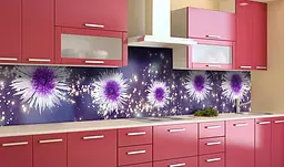 Вініловий кухонний фартух Блискучі Айстри наклейка для кухні ПВХ сяйво Квіти Фіолетовий Happy Pocket Z181652