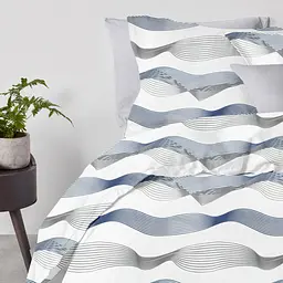 Євро постільна білизна з простирадлом на резинці WAVE BLUE GREY CS1 COSAS (4822052061466) - мініатюра 2