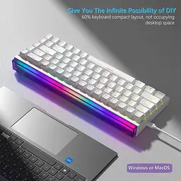 Ігрова механічна дротова клавіатура Womier WK68 Pro / 60% / Hot-swappable / White - мініатюра 3