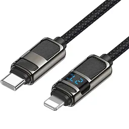 Дата кабель Hoco U137 Line with display Type-C to Lightning 27W (1.2m) Black - мініатюра 2