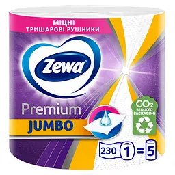 Паперові рушники Zewa Jumbo Premium 3 шари 1 рулон 230 відривів (7322541192017) - мініатюра 1