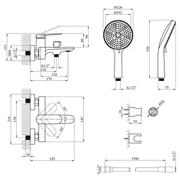 Змішувач для ванни Kroner Element 211315-3801 (CV035954) - мініатюра 8