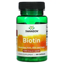 Біотин, Biotin 5000 мкг - 100 капсул