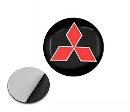 Наклейка з логотипом Mitsubii для автоключів d=15 мм Пластикова об'ємна (Завод)