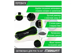 Обтяжувачі EasyFit Comfort 0,5 кг для ніг та рук з металом (пара) (EF-1005-GN) - мініатюра 4
