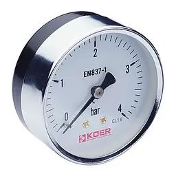 Манометр аксіальний Koer KM.611A (0-4 bar), D 63мм, 1/4''-1/2'' KR0210