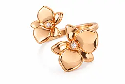 Золота жіноча каблучка Jewellery Continent "Квіти" з діамантами 17.5 (К-0895)