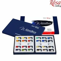 Набір акварельних фарб Classic картонний пенал 24 кол. х 2,5 мл кювета ROSA Gallery (4823098502821) - мініатюра 2