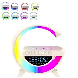 Настільна смарт лампа КP-3431 RGB нічник з колонкою Bluetooth та бездротовою зарядкою - мініатюра 2
