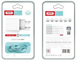 Сітчастий зарядний пристрій XO L65 double USB 12W 2.4A with Lightning cable - мініатюра 2