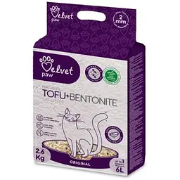 Наповнювач для туалету Velvet Paw TOFU з бентонітом, оригінальний (2 мм) 2.6 кг (TOF70021)