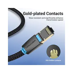 Патч-корд Vention 0.5 м, S/FTP Cat. 8 RJ-45 мідний чорний (IKGBD) - мініатюра 7
