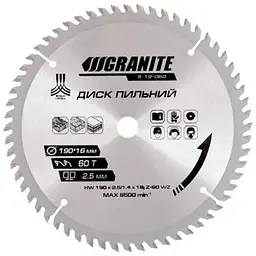 Диск пильний по дереву Granite 190 x 60T x 16 мм