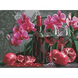 Алмазна мозаїка "Вино та орхідеї" Ideyka AMO8118, 30х40 см