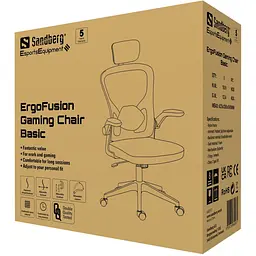 Крісло ігрове Sandberg ErgoFusion Gaming Chair Basic, чорне - мініатюра 6