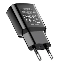 Адаптер мережевий HOCO Star round dual port charger C88A 2 порти чорний - мініатюра 2