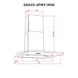 Витяжка декоративна зі склом Perfelli GRASSI 6PWX INOX - мініатюра 12