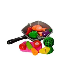 Продукти 3016C на липучці, сковорідка, ніж, досточка, продукти 7шт, в сітці (6903178823010) Вид 1 - мініатюра 2