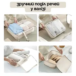 Набір дорожніх органайзерів для перевезення і зберігання речей 7в1, бежевий (3222283784) - мініатюра 4