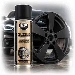 Автофарба для дисків рідка гума К2 COLOR FLEX 400 мл Чорна матова (L343CM)
