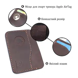 Зручний картхолдер з утримувачем для Apple AirTag з натуральної шкіри Grande Pelle 11612 коричневий - мініатюра 4