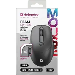 Комп'ютерна мишка Defender Feam MM-296 бездротова 4кн. до 1600 dpi безшумна чорна (52296)
