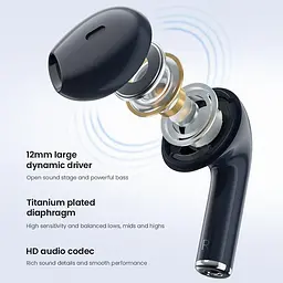 Бездротові навушники Haylou X1 2023 TWS, IPX4, ENC, BT5.3, 35mAh, 300mAh, 5.5h, Earbuds black EU - мініатюра 2