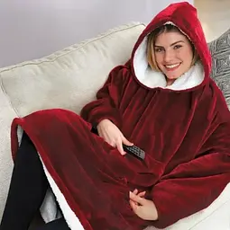 Двостороння толстовка-плед Huggle Hoodie Blanket з капюшоном ∙ Синя - мініатюра 2