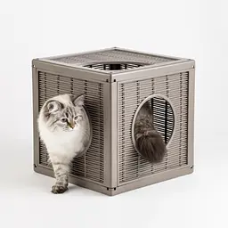 Будиночок для тварин пластиковий Qublo 35x35x35h сіро-бежевий - мініатюра 2