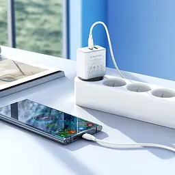 МЗП Borofone BA67A PD20W+QC3.0 (1USB-A/1C) + кабель Type-C to Type-C Білий - мініатюра 5