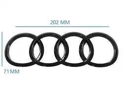 Емблема задня Audi Чорна Глянець 202х81 мм на скотчі ПОЛУСФЕРА (Завод) - мініатюра 2