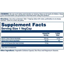 Бета-Глюкан з вітаміном С Solaray Beta Glucan with Vitamin C 10 мг 60 вегетаріанських капсул (2023-10-3008) - мініатюра 2