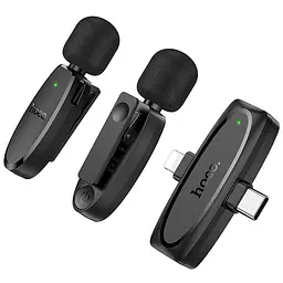 Петличний бездротовий мікрофон Hoco L15 Dual-mic clip-on wireless digital (Lightning/Type-C) Black - мініатюра 2