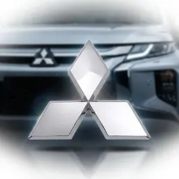 Емблема Mitsubishi 106х93 мм Хром Пластик на скотчі (Завод) - мініатюра 4