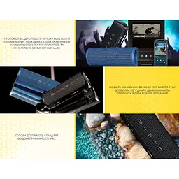 Портативний колонка Hator Wireless Aria TWS 30 Вт IPX7 Phantom Black - мініатюра 6