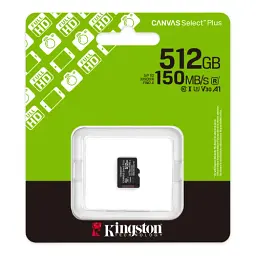 Карта пам'яті microSDXC, 512Gb, Kingston Canvas Select Plus, Class 10 UHS-I U3 V30 A1, без адаптера, до 150 МБ/с (SDCS3/512GBSP) - мініатюра 3