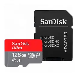 Карта пам'яті microSDXC (UHS-1) SanDisk Ultra 128Gb class 10 A1 (140Mb/s) (adapter SD) (SDSQUAB-128G-GN6MA)