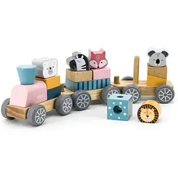 Дерев'яний поїзд Viga Toys PolarB зі Звірятами 44015 Конструктор поїзд